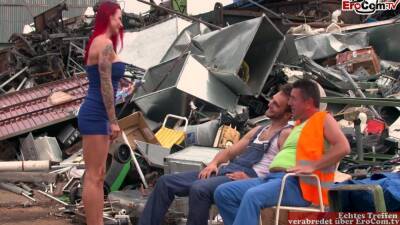 Redhead Milf With Big Silicone Tits And Tattoos Fucks Two Garbage Men In Junk - txxx - Germany