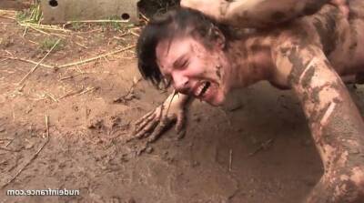 Nude mud wrestling and anal sex punishment outdoors - sunporno.com - France