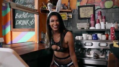 Katana Kombat - Brunette In Stockings And With Big Ass Is Having Sex Right At The Bar - hotmovs.com