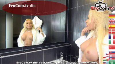 German brunette skinny model in business dress and nylons - sunporno.com - Germany