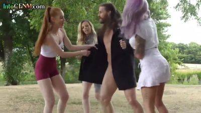 Cfnm Outdoor British Babes Wank Cock In Group Hj Action - hclips.com - Britain