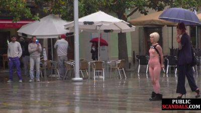 Public perverted naked slut seduced by BDSM lady outdoor - txxx