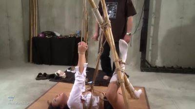 Whilst Bound This Submissive Japanese Beauty Is Taken To Sweaty Orgasm Through Caning And Toys - hotmovs.com - Japan
