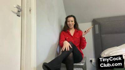 SPH domina in leather skirt talks bad to small dick losers - hotmovs.com - Britain