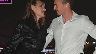 Hottie with tattoo on big boobs in leather coat gets fucked hard in POV till cum inside pussy - ah-me.com