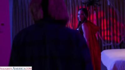 Sexy Melissa Stratton gets her boyfriend alone at their Halloween Party only to find out behind the mask is her boyfriend's son - hotmovs.com - Usa