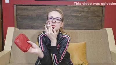 Hot Wife In Tracksuit Smokes Cigarette & Gives Handjob And Blowjob With Leather Cigarette Case - hclips.com