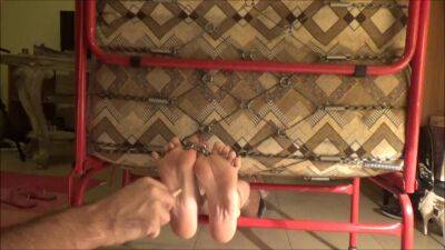 Horny amateur loves BDSM and having someone tickling her feet - bdsm.one