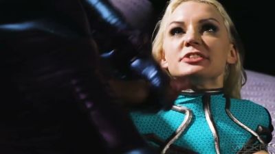 Blonde MILF in superhero latex gets dominated by a dark stranger - yesvids.com
